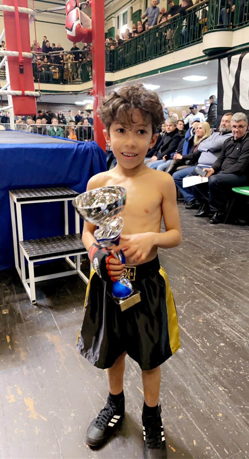 Seven year old UK Cypriot Kai Pastou amazes fans with his boxing talent