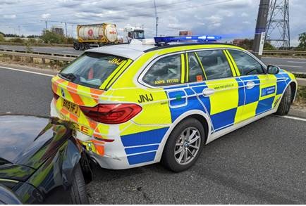 Man arrested after stolen car rams police vehicle