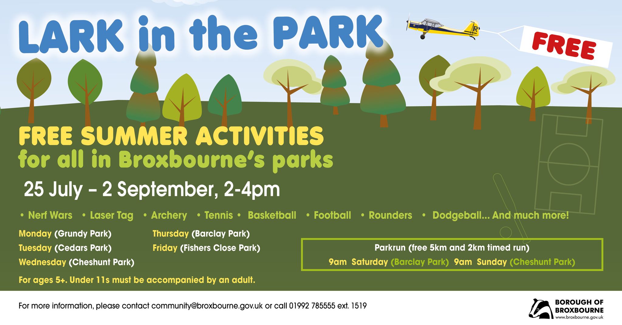 Lark in the Park bringing free fun to Broxbourne for summer holidays