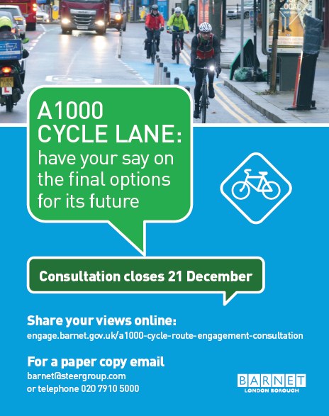 Barnet: Have your say on the A1000 cycle lane
