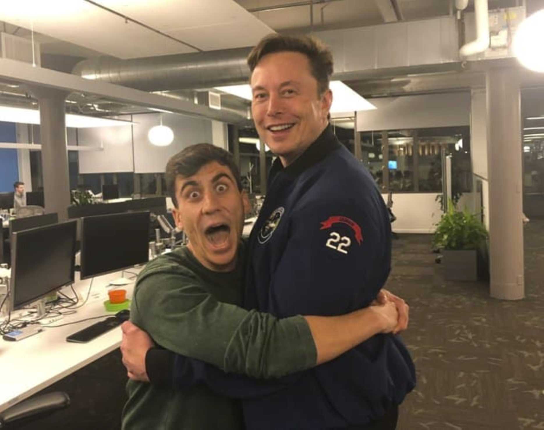 Cypriot YouTuber Fidias finally gets to hug Elon Musk!