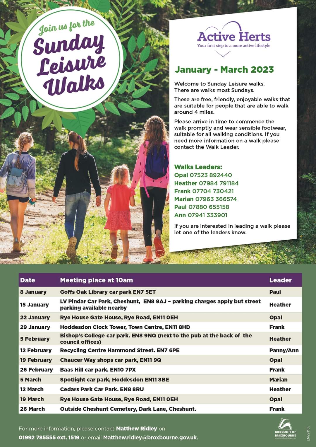 Broxbourne Sunday leisure walks
