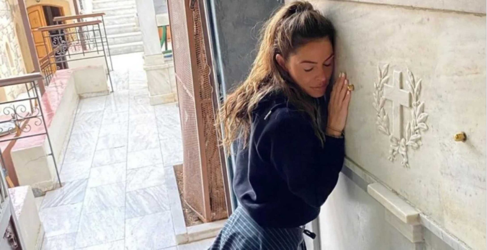 Maria Menounos visits St Nectarios church in Aegina following cancer scare
