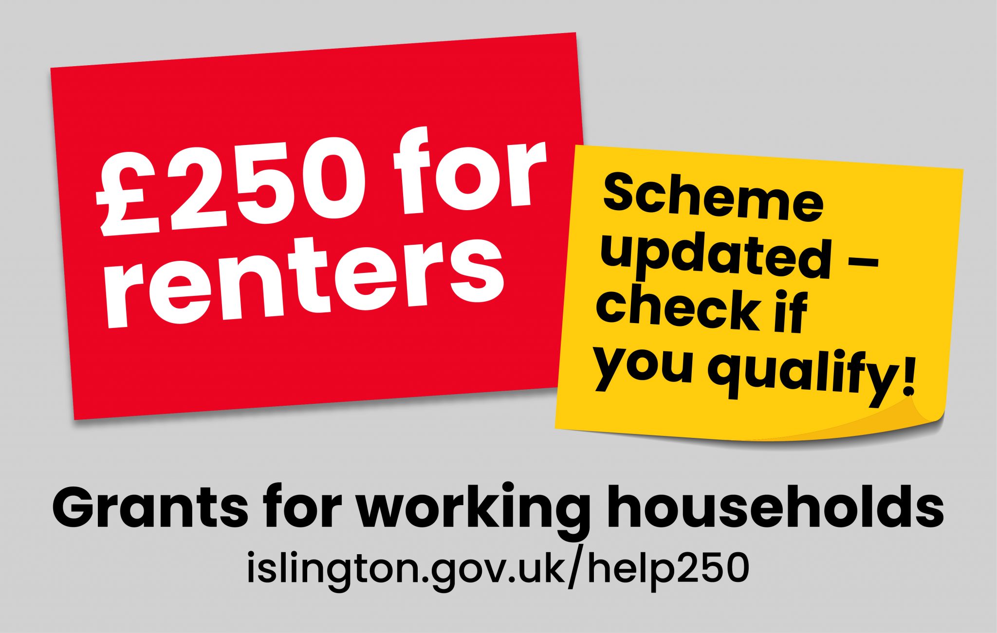£250 grant scheme widened to thousands more working renters in Islington