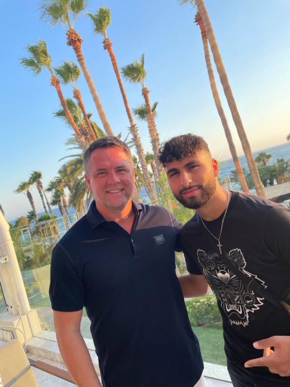 Football stars Michael Owen and Ledley King in Cyprus