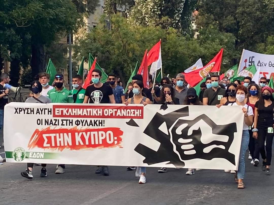 Hidden behind black hoods, a bunch of cowardly fascists engaged in a demonstration of force in Limassol