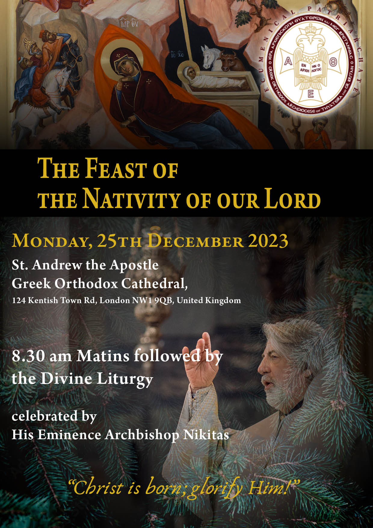 Christmas Day service celebrated by his Eminence Archbishop Nikitas of Thyateira and Great Britain in London