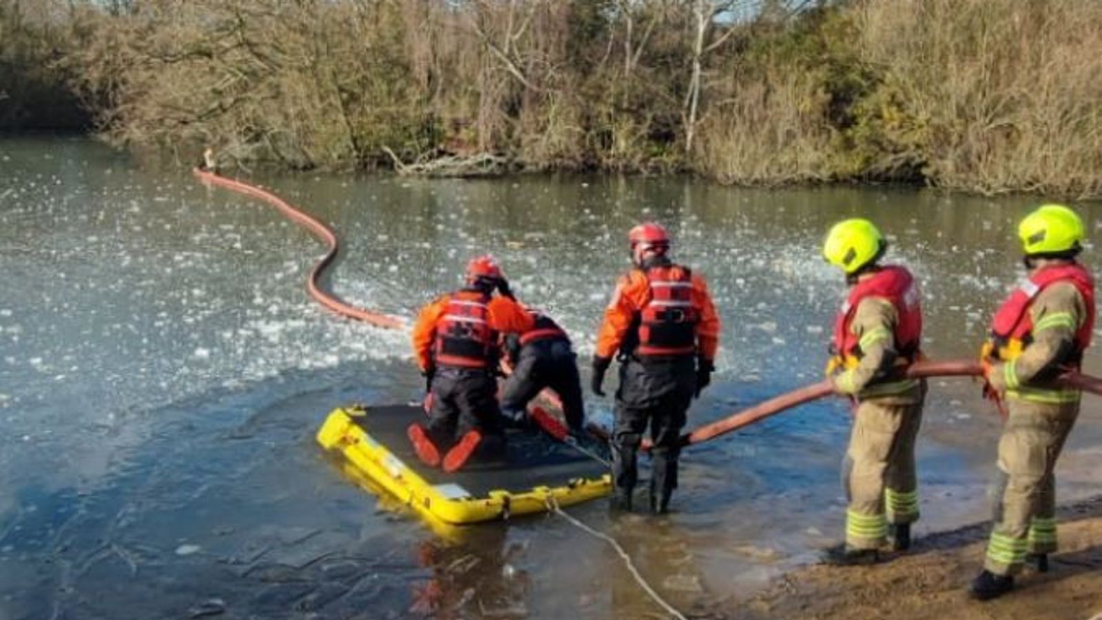 Firefighters warn about dangers of icy waters as London sees freezing temperatures
