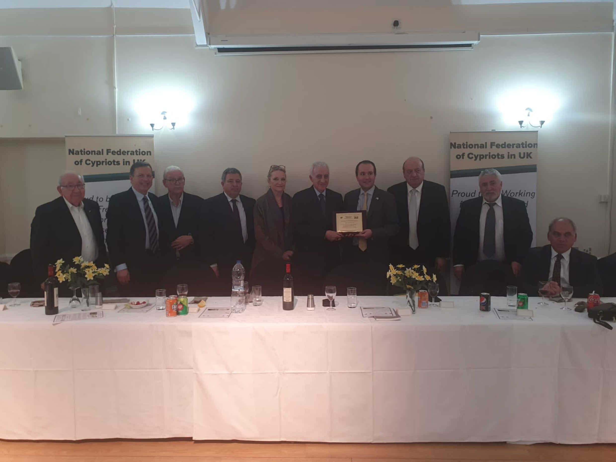 National Federation hosts farewell dinner for Cyprus High Commissioner in the UK