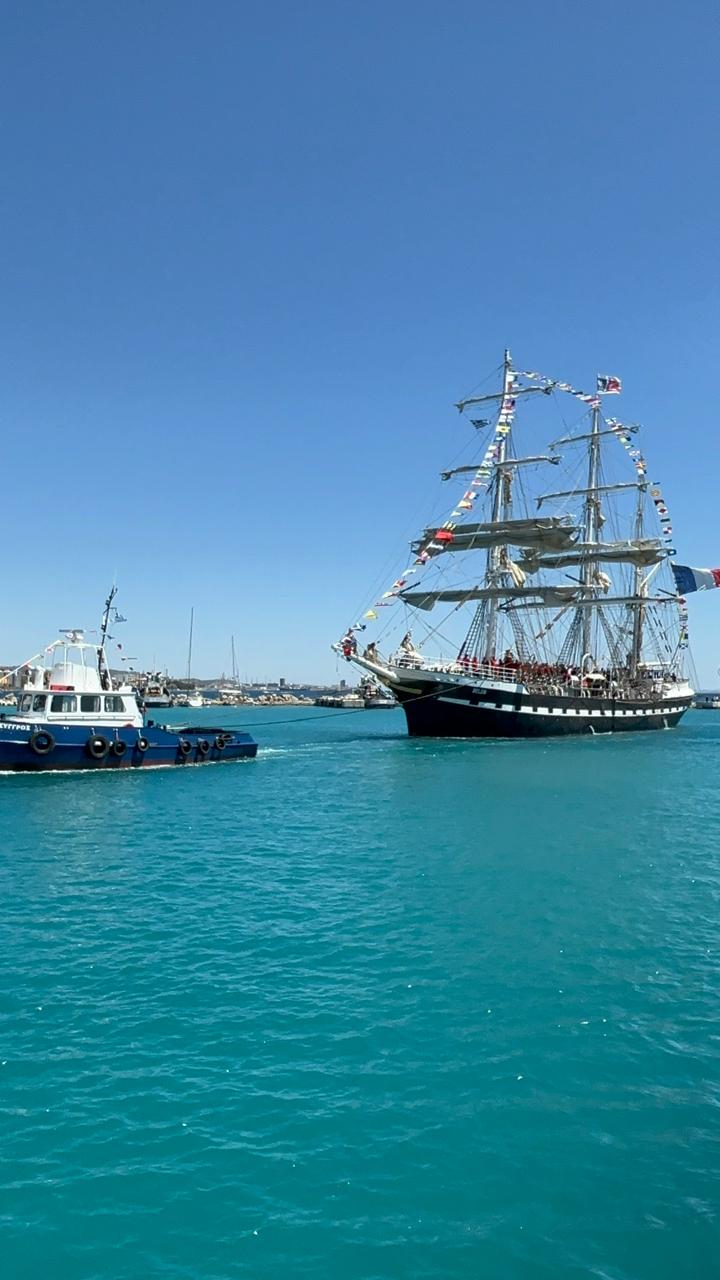 The Olympic Flame is travelling to France from Greece on beautiful historic ship
