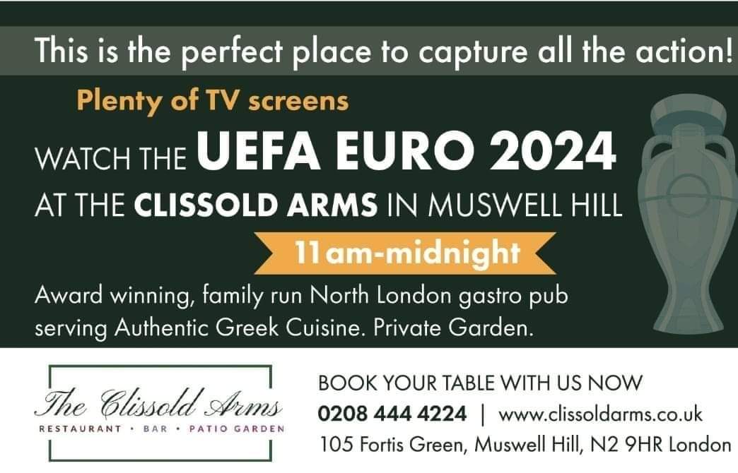 Watch England today at the Clissold Arms in Muswell Hill