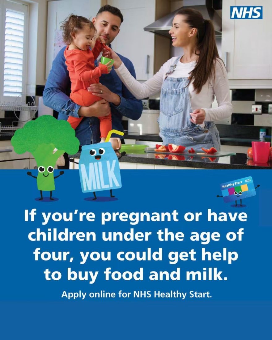 If you’re pregnant or have children under the age of four, you could get help to buy food and milk.